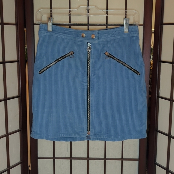 Rag & Bone baby blue corduroy zip mini skirt sz 2 - Picture 2 of 5